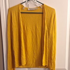 Mustard Open-Front Cardigan Sweater Loose Fit